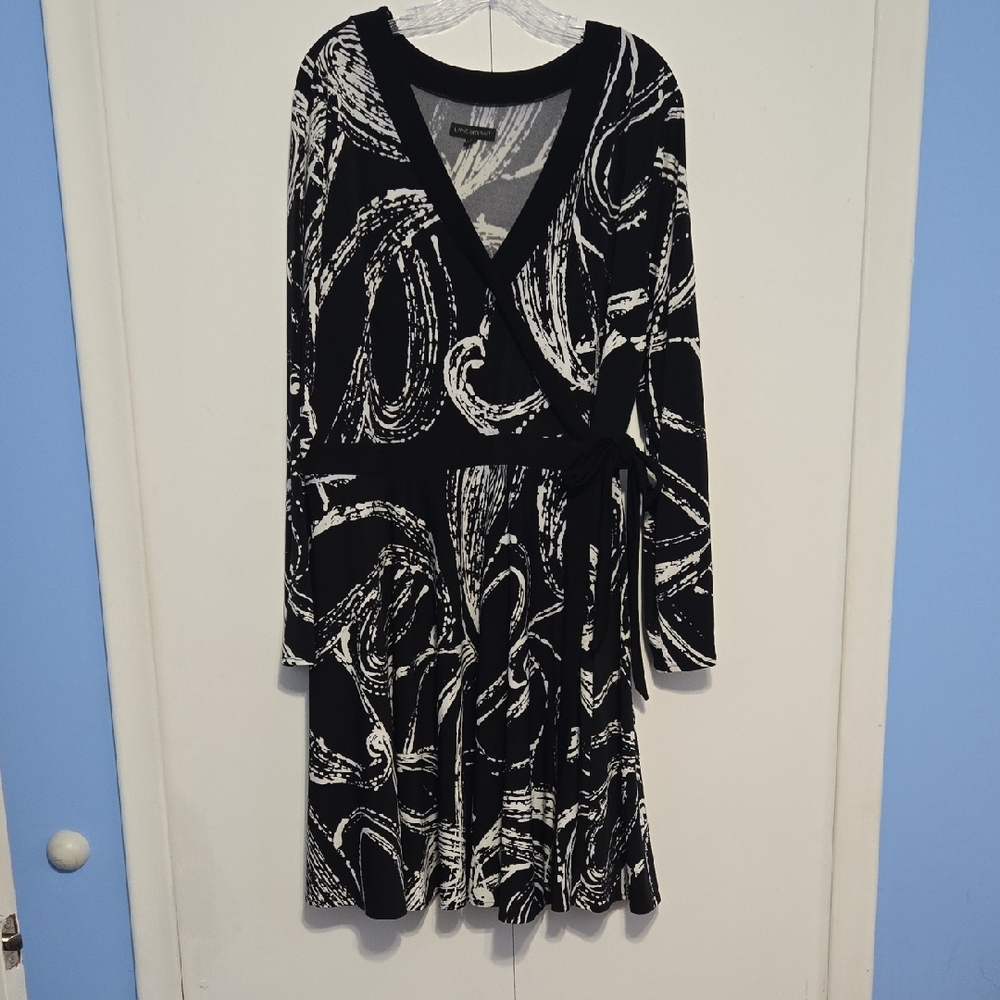 Lane Bryant Black and‎ White Faux Wrap Dress